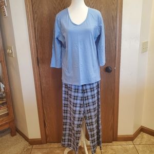 Nautica Blue/White/Black White Pajama Top & Bottoms - Size XL